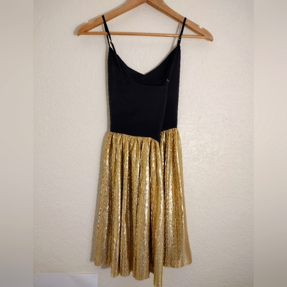 Amanda Uprichard Black and Gold Spaghetti Strap Dress - Picture 7 of 8